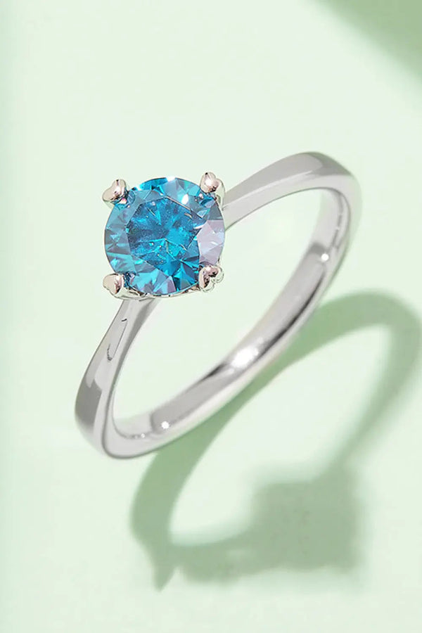 Lovcia 1 Carat Moissanite 925 Sterling Silver Solitaire Ring-Rings-Sky Blue-4.5-Sky Blue