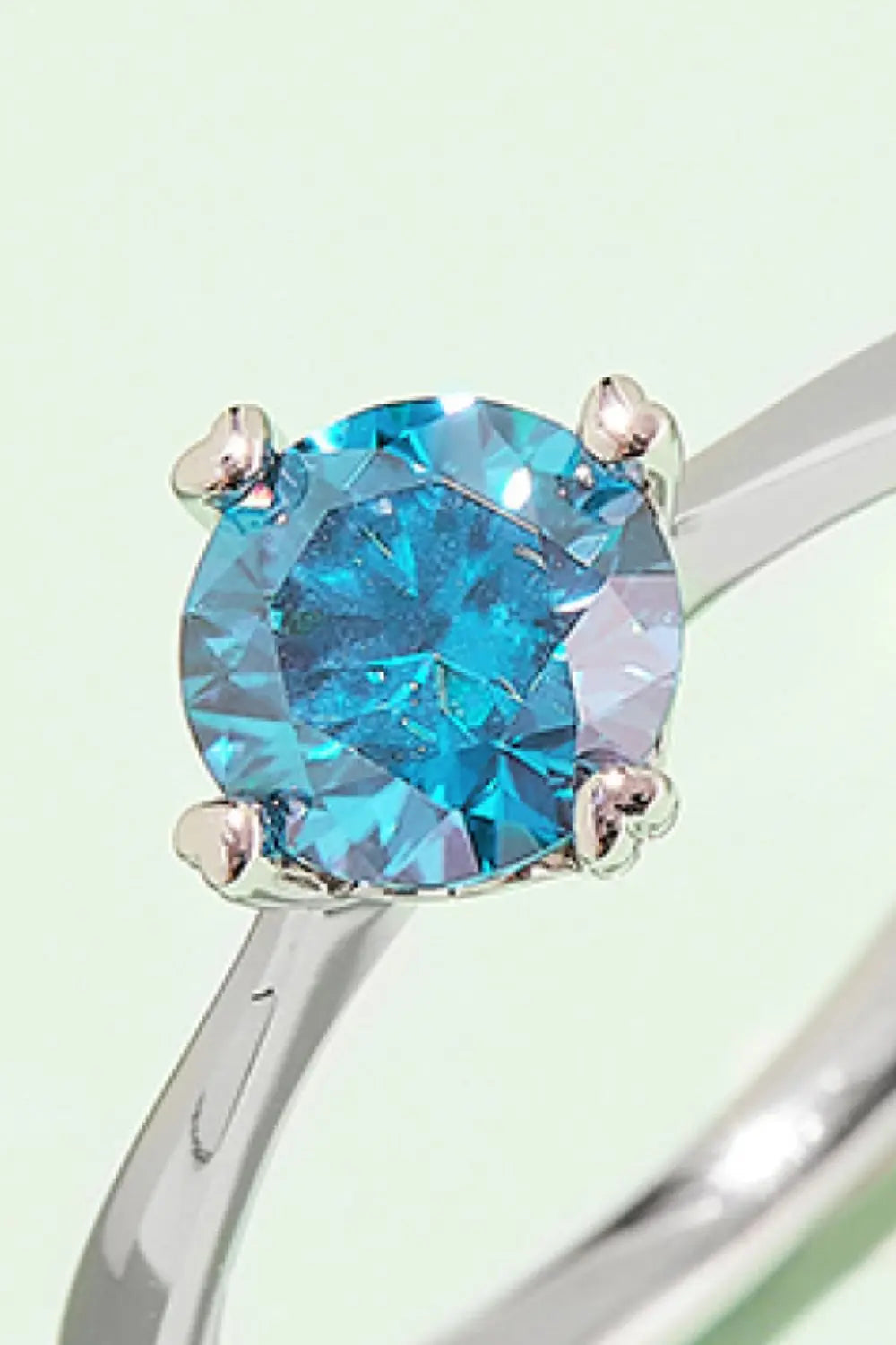 Lovcia 1 Carat Moissanite 925 Sterling Silver Solitaire Ring-Rings-Sky Blue-4.5-Sky Blue