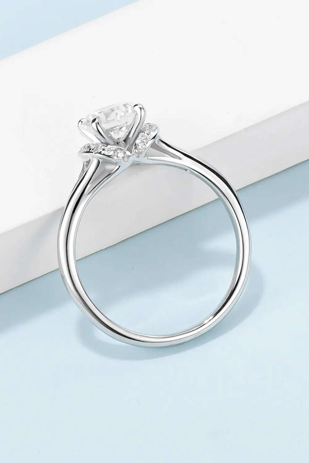 Lovcia 1 Carat Moissanite 925 Sterling Silver Split Shank Ring-Rings-Silver-4.5-Silver