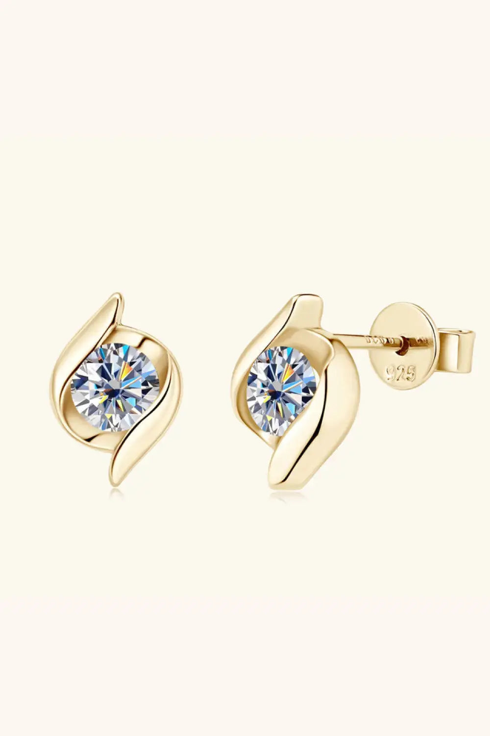 Lovcia 1 Carat Moissanite 925 Sterling Silver Stud Earrings-Earrings-Gold-One Size-Gold