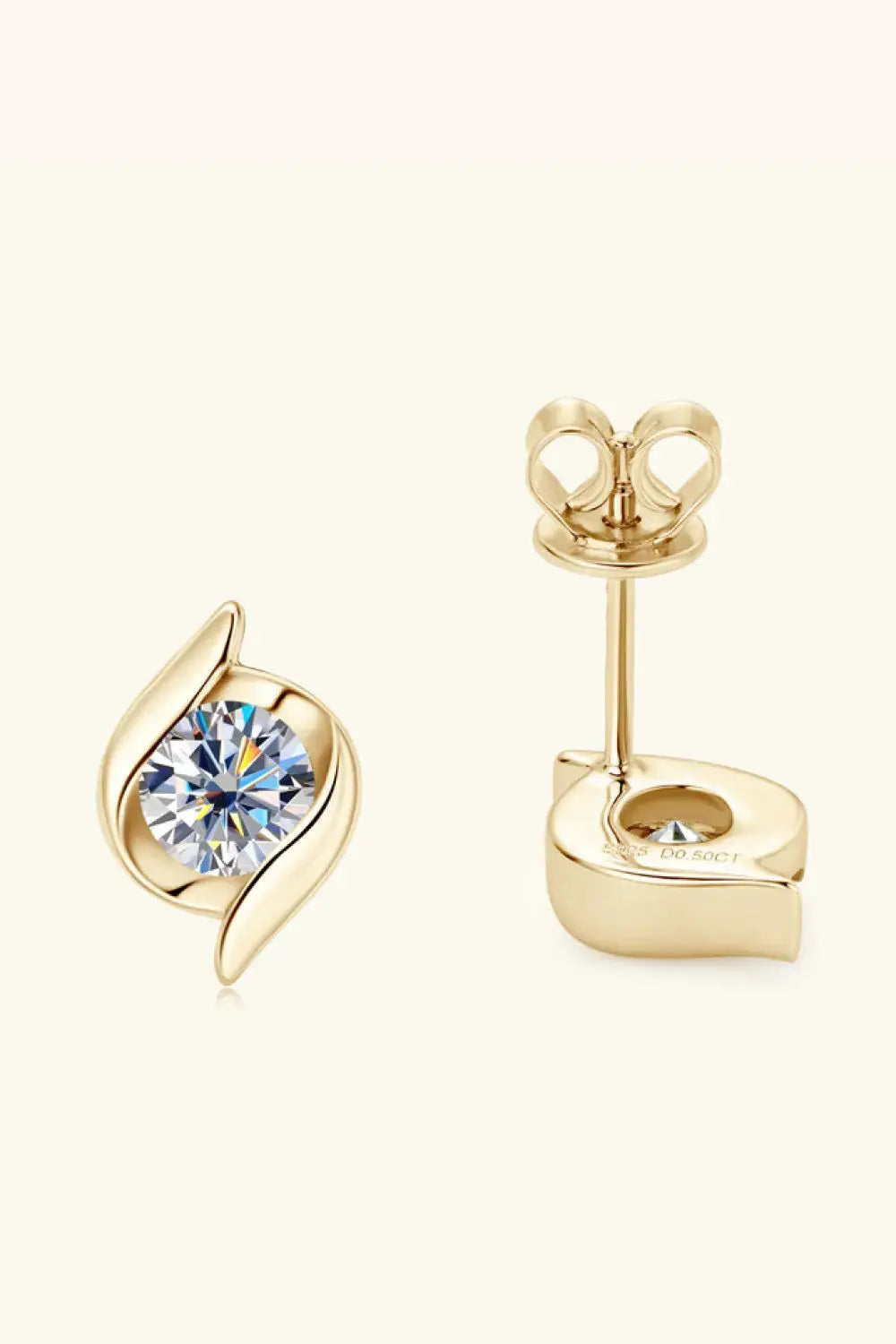 Lovcia 1 Carat Moissanite 925 Sterling Silver Stud Earrings-Earrings-Gold-One Size-Gold