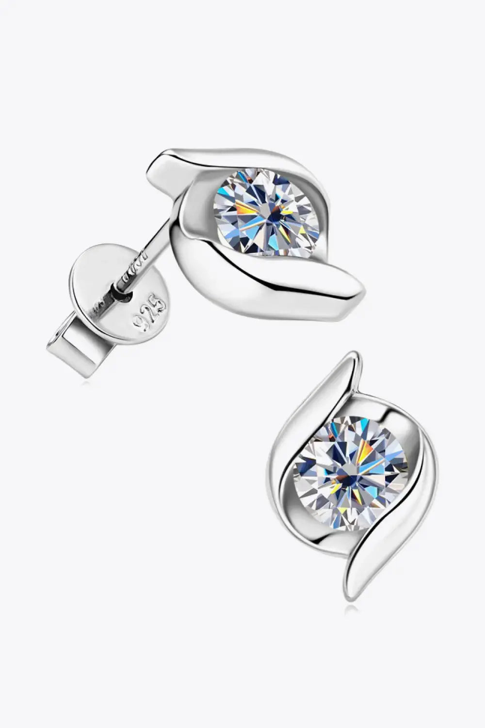 Lovcia 1 Carat Moissanite 925 Sterling Silver Stud Earrings-Earrings-Gold-One Size-Gold