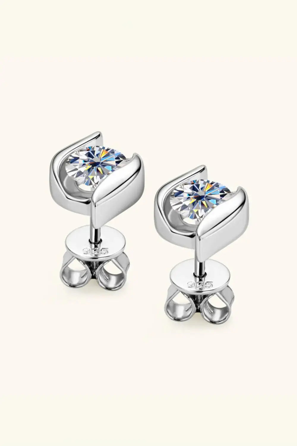Lovcia 1 Carat Moissanite 925 Sterling Silver Stud Earrings-Earrings-Silver-One Size-Silver