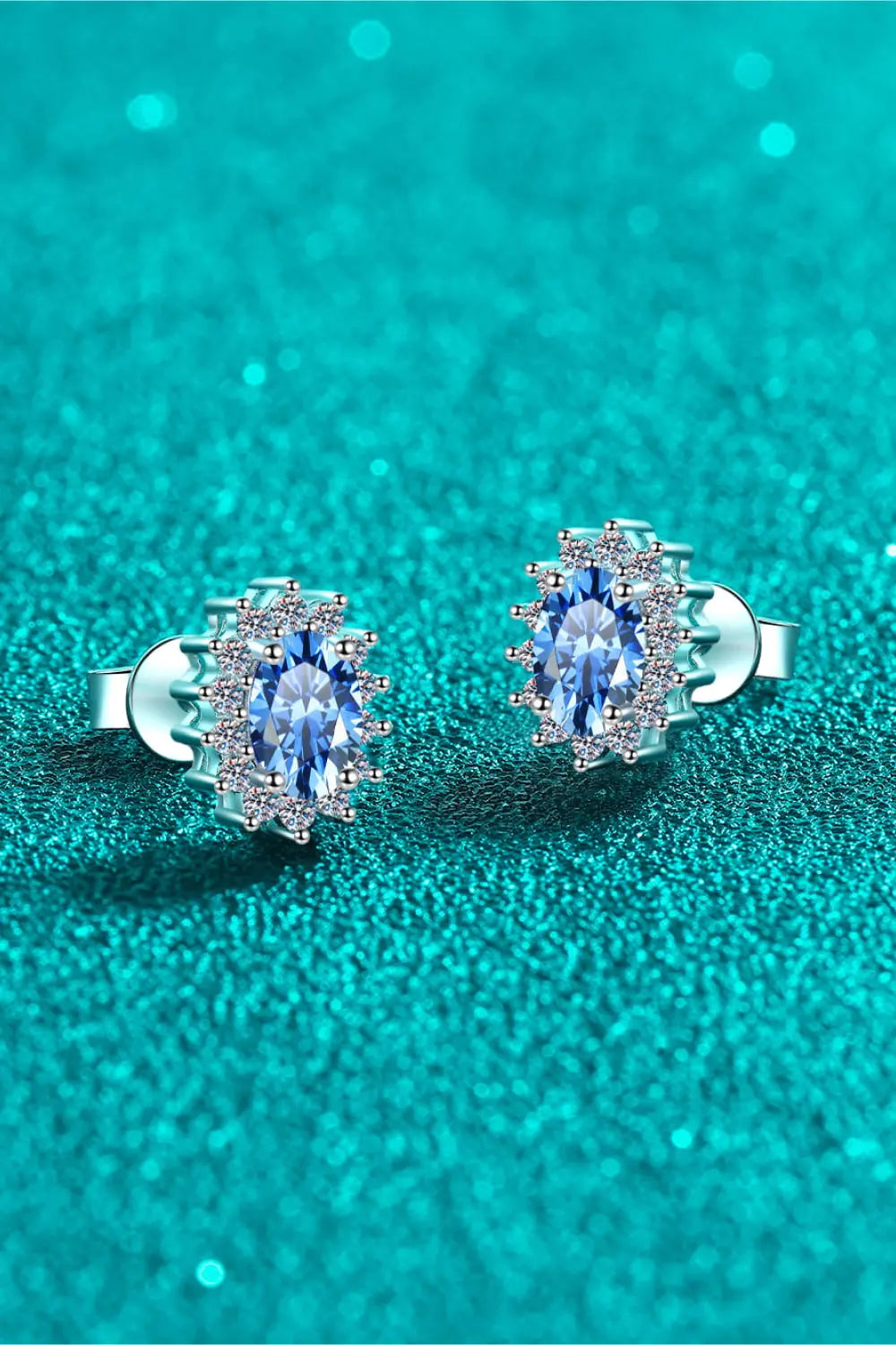Lovcia 1 Carat Moissanite 925 Sterling Silver Stud Earrings-Earrings-Sky Blue-One Size-Sky Blue