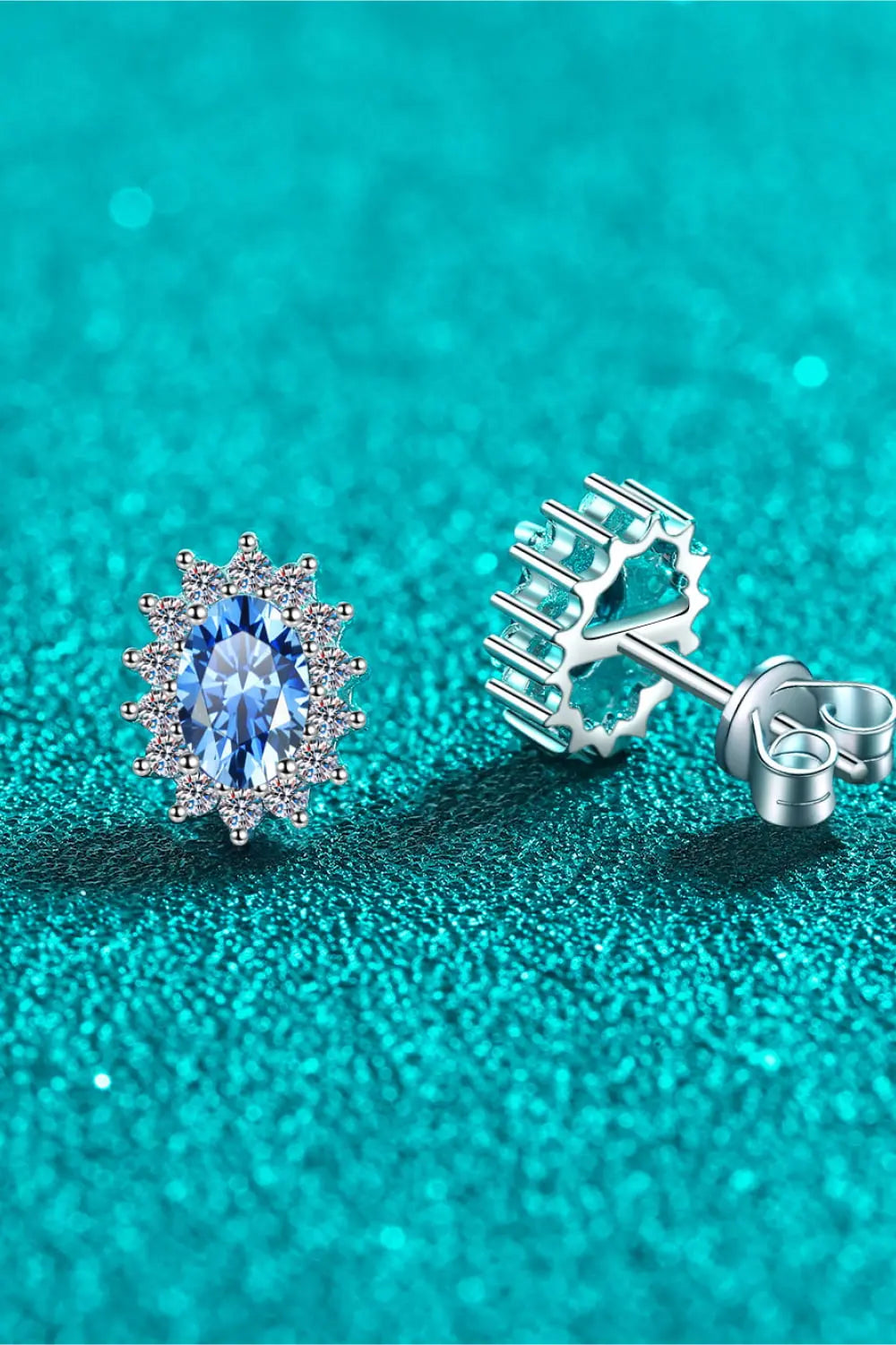 Lovcia 1 Carat Moissanite 925 Sterling Silver Stud Earrings-Earrings-Sky Blue-One Size-Sky Blue