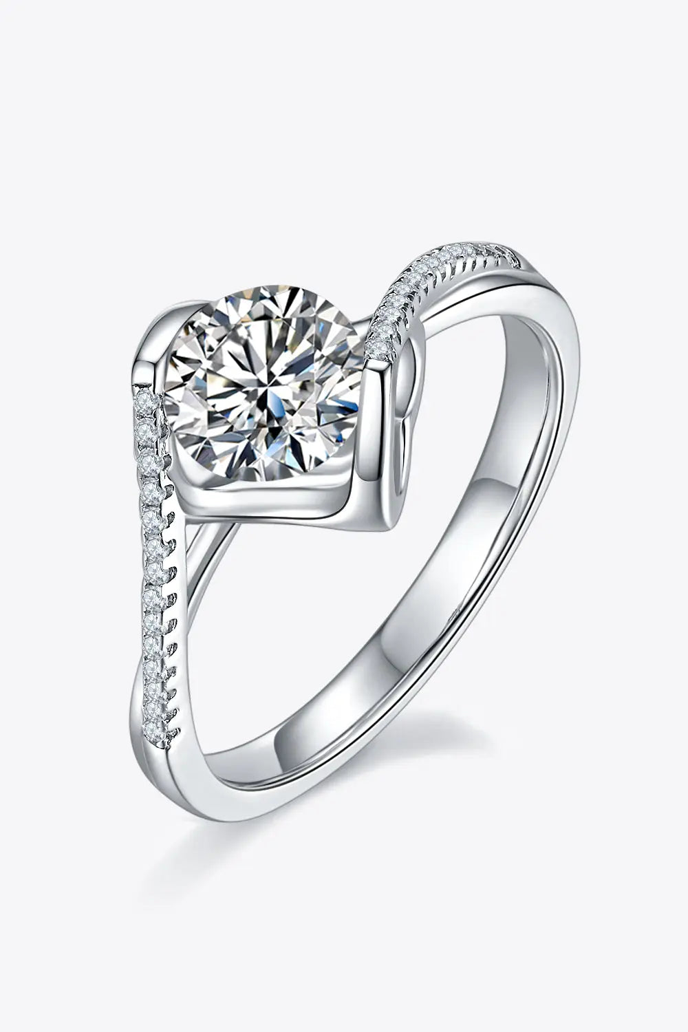 Lovcia 1 Carat Moissanite 925 Sterling Silver Twisted Ring-Rings-Silver-4.5-Silver