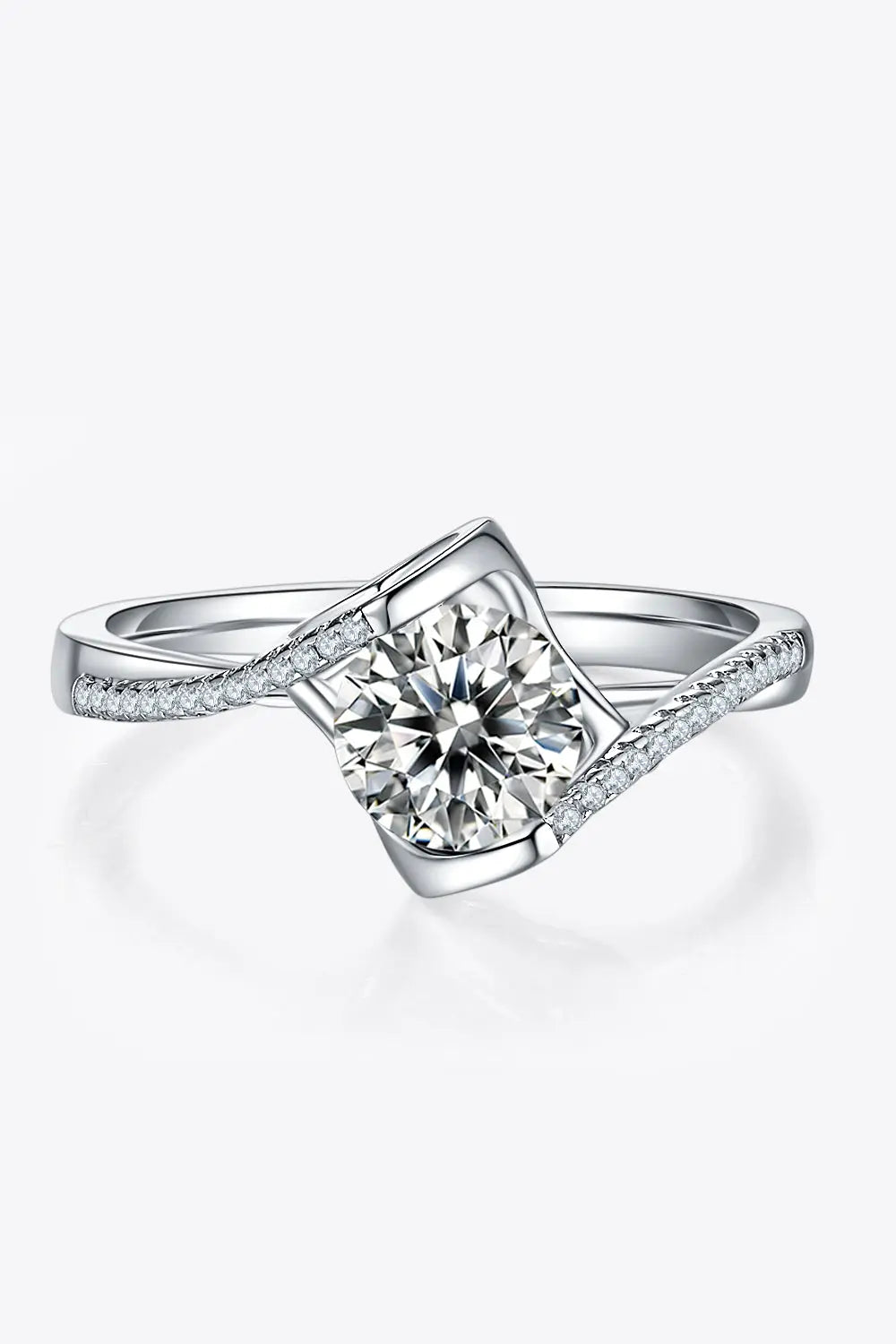 Lovcia 1 Carat Moissanite 925 Sterling Silver Twisted Ring-Rings-Silver-4.5-Silver