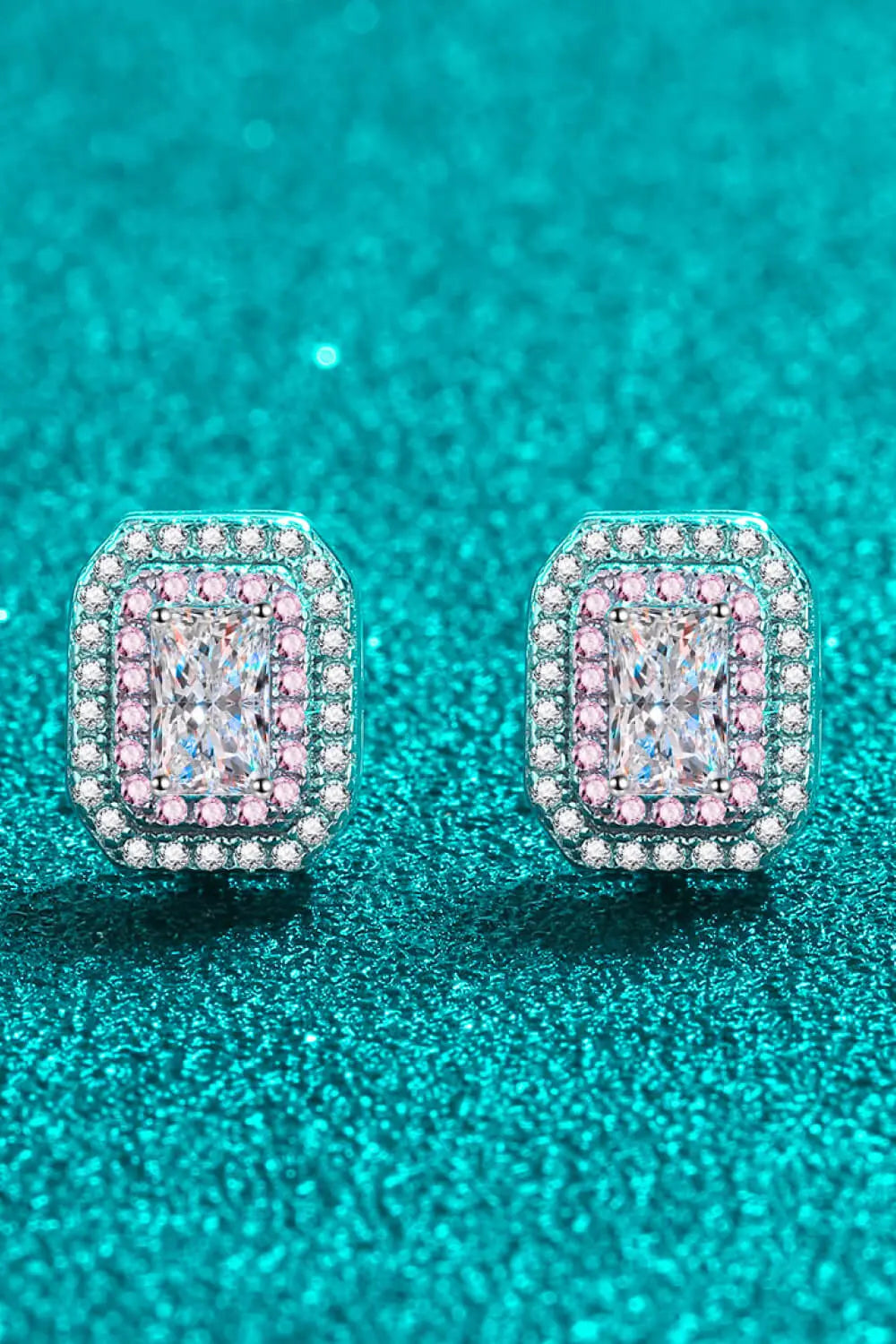 Lovcia 1 Carat Moissanite and Zircon Contrast Geometric Stud Earrings-Earrings-Silver-One Size-Silver