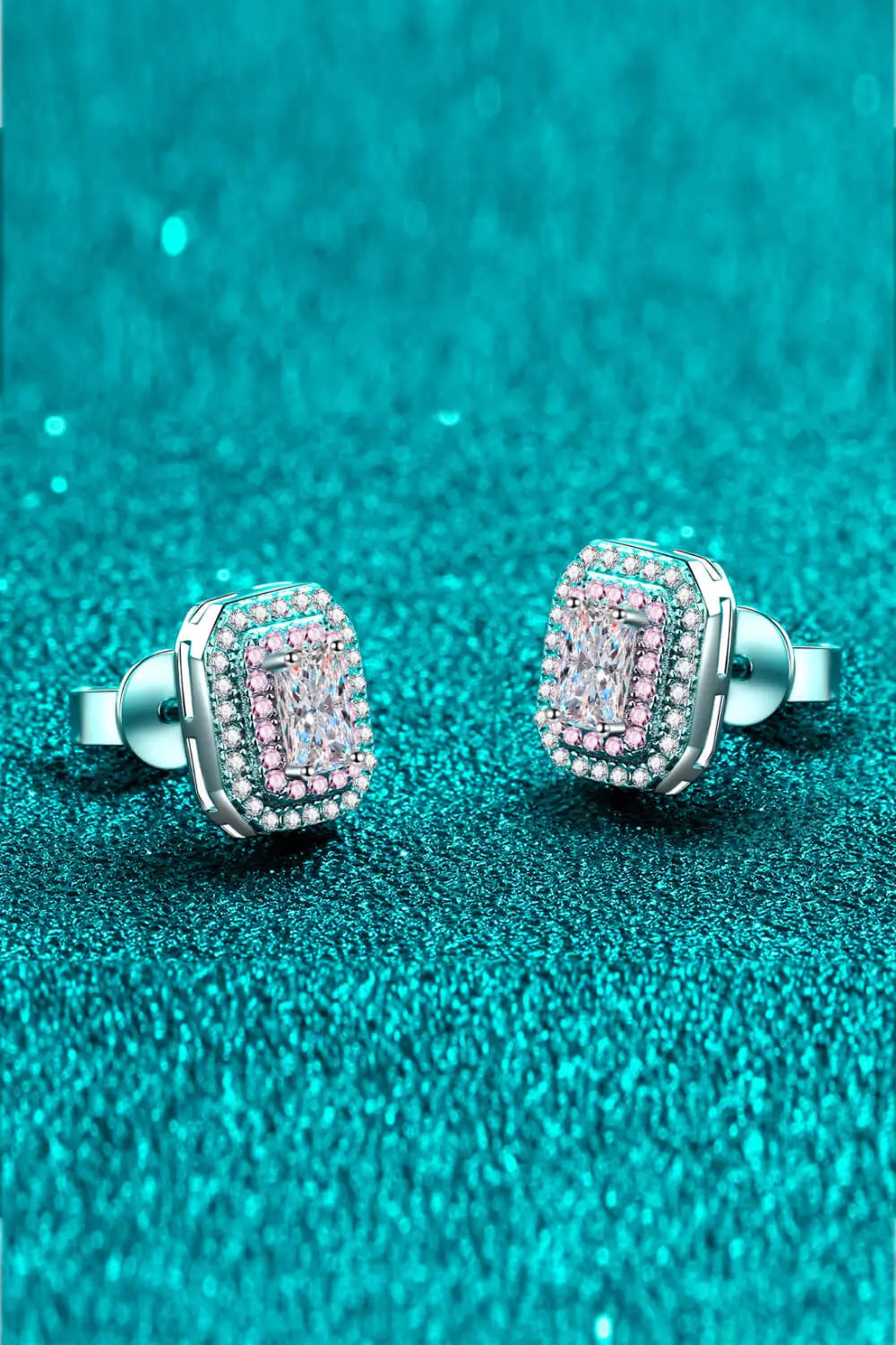 Lovcia 1 Carat Moissanite and Zircon Contrast Geometric Stud Earrings-Earrings-Silver-One Size-Silver