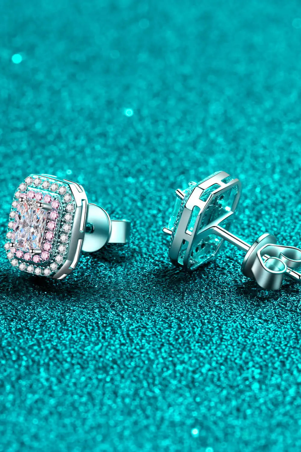 Lovcia 1 Carat Moissanite and Zircon Contrast Geometric Stud Earrings-Earrings-Silver-One Size-Silver