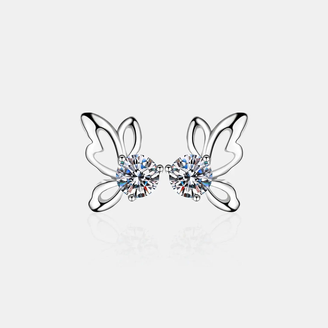 Lovcia 1 Carat Moissanite Butterfly Shape Earrings-Earrings-Silver-One Size-Silver