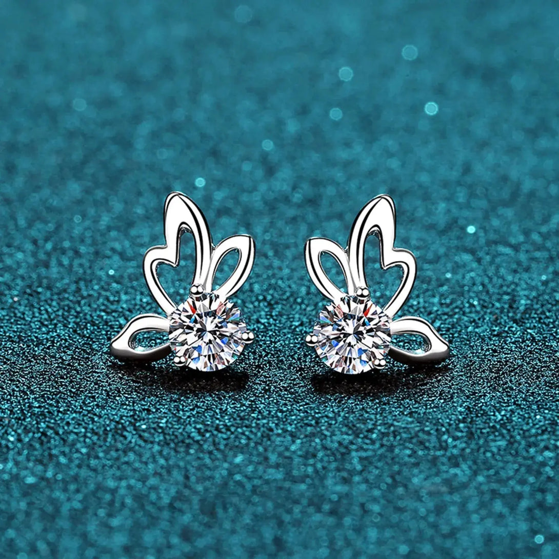 Lovcia 1 Carat Moissanite Butterfly Shape Earrings-Earrings-Silver-One Size-Silver