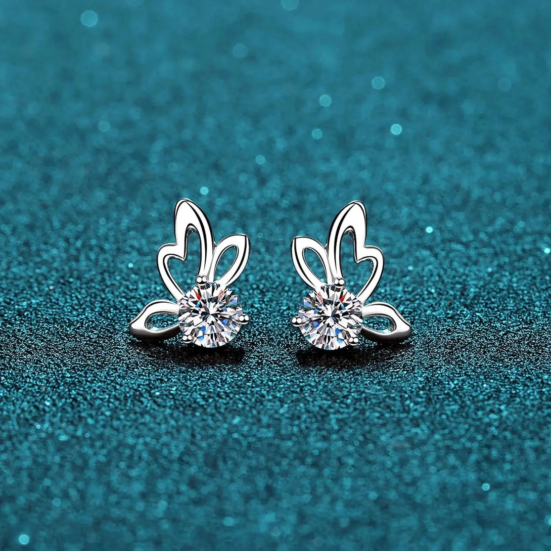 Lovcia 1 Carat Moissanite Butterfly Shape Earrings-Earrings-Silver-One Size-Silver