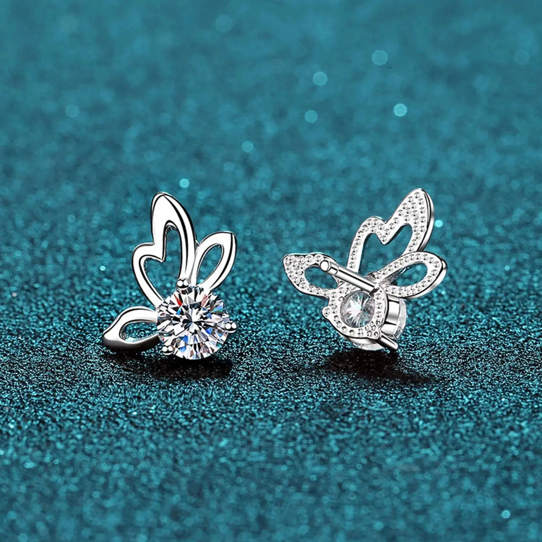 Lovcia 1 Carat Moissanite Butterfly Shape Earrings-Earrings-Silver-One Size-Silver