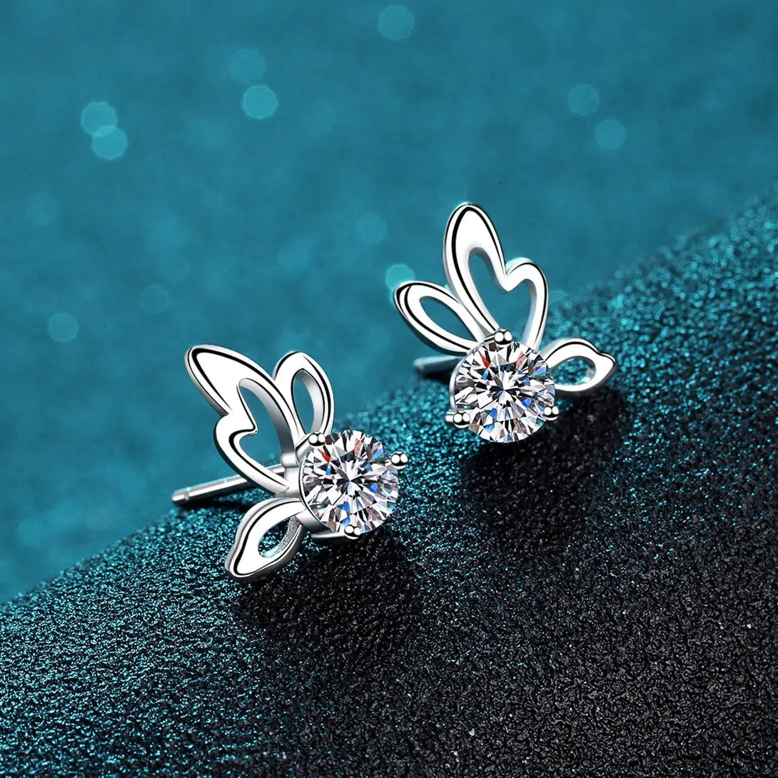 Lovcia 1 Carat Moissanite Butterfly Shape Earrings-Earrings-Silver-One Size-Silver