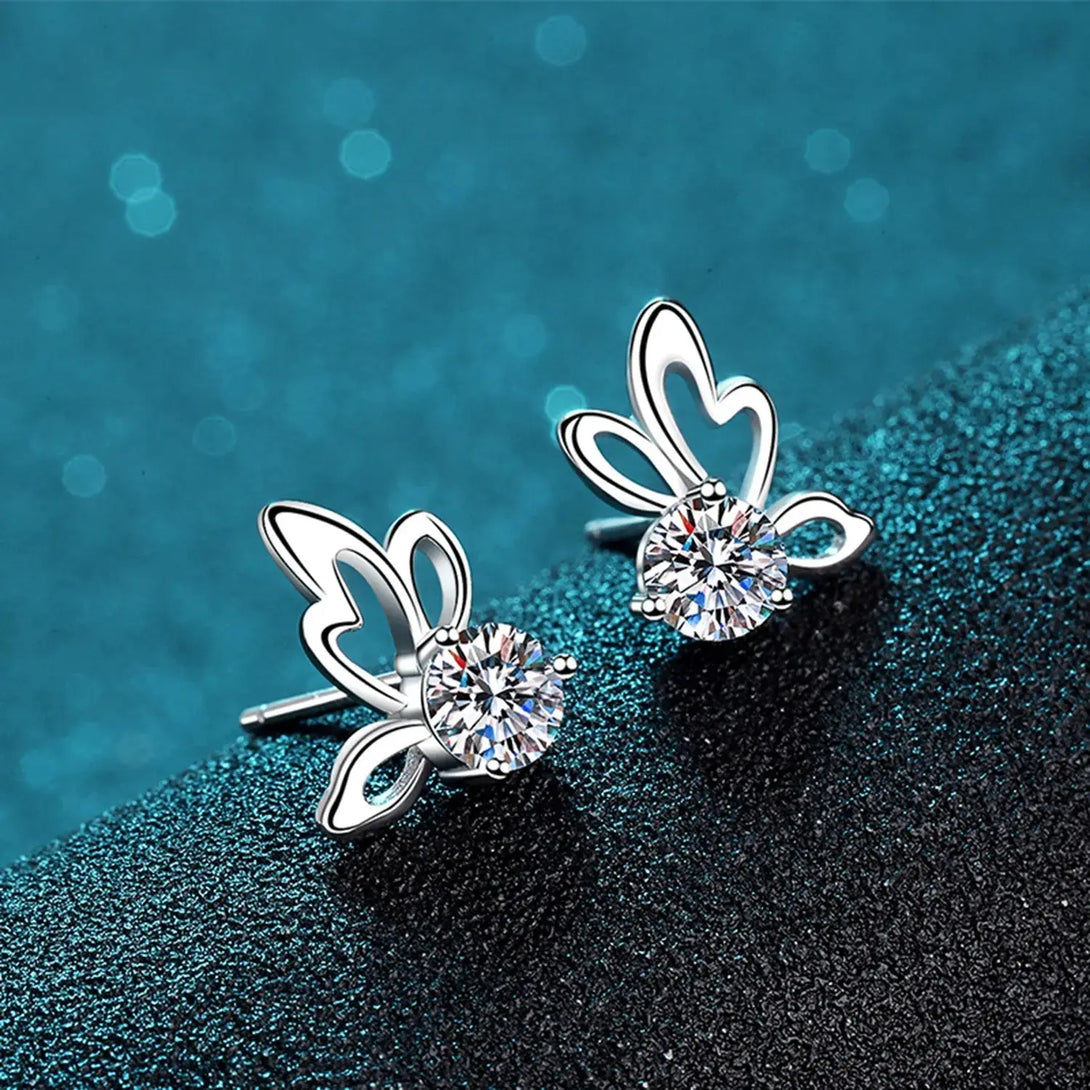 Lovcia 1 Carat Moissanite Butterfly Shape Earrings-Earrings-Silver-One Size-Silver