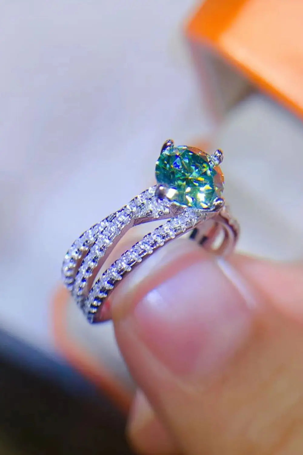 Lovcia 1 Carat Moissanite Contrast 925 Sterling Silver Ring-Rings-Light Green-4.5-Light Green