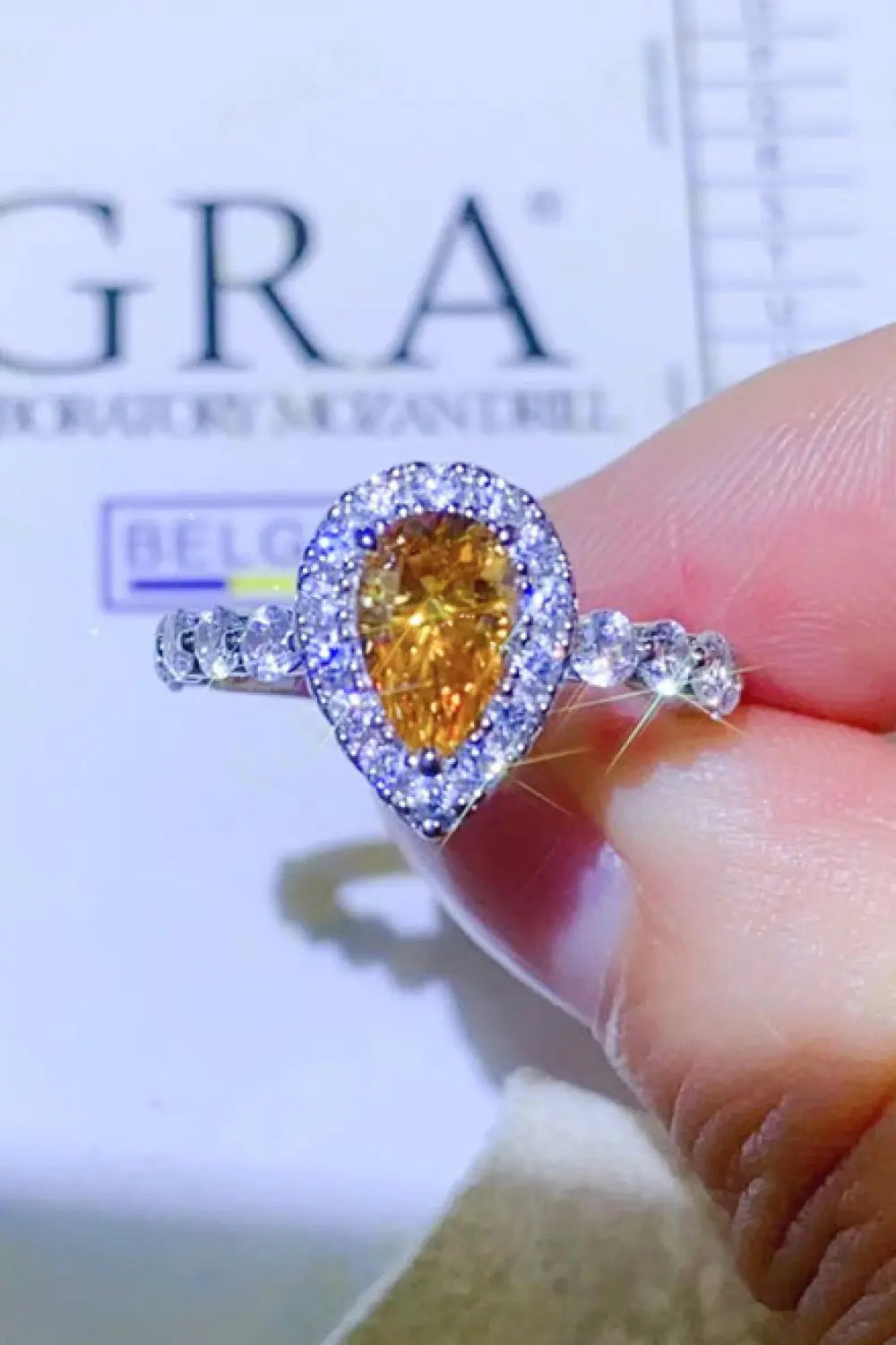 Lovcia 1 Carat Moissanite Contrast Teardrop Ring-Rings-Mustard-4.5-Mustard