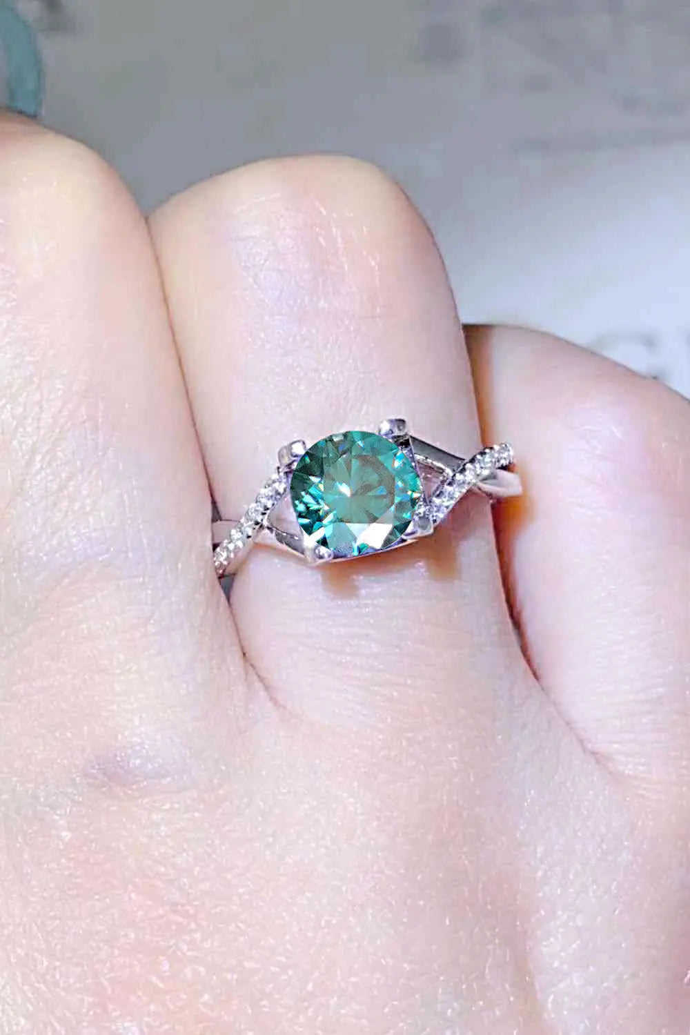 Lovcia 1 Carat Moissanite Crisscross 925 Sterling Silver Ring-Rings-Sky Blue-4.5-Sky Blue
