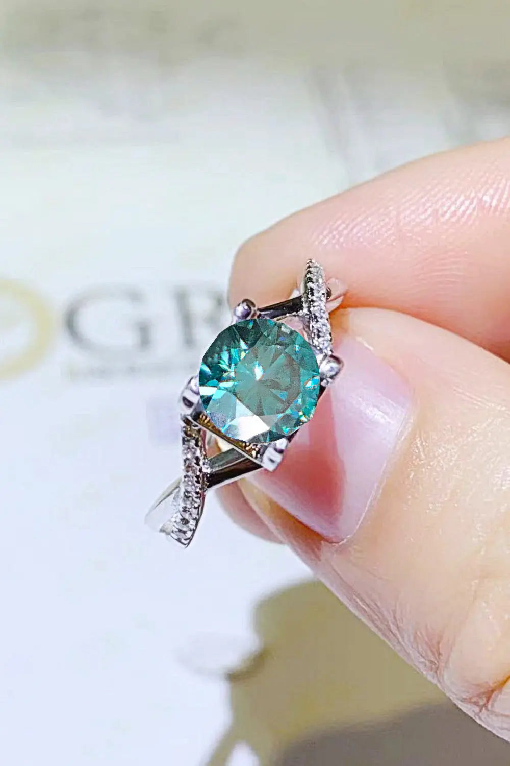 Lovcia 1 Carat Moissanite Crisscross 925 Sterling Silver Ring-Rings-Sky Blue-4.5-Sky Blue