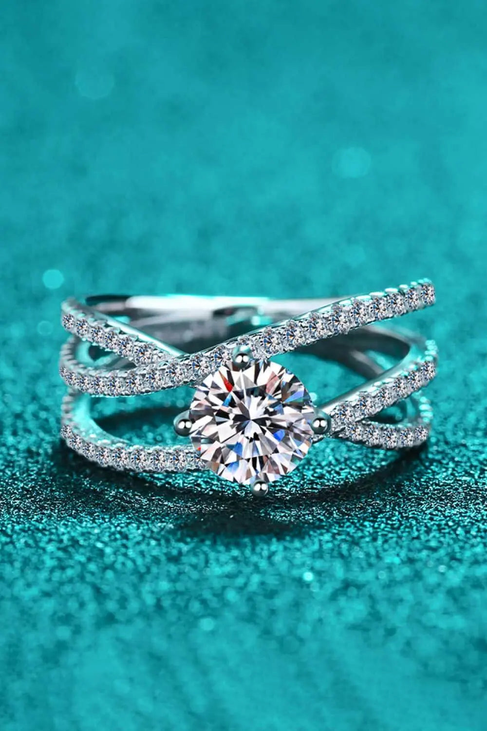 Lovcia 1 Carat Moissanite Crisscross Ring-Rings-Silver-4-Silver