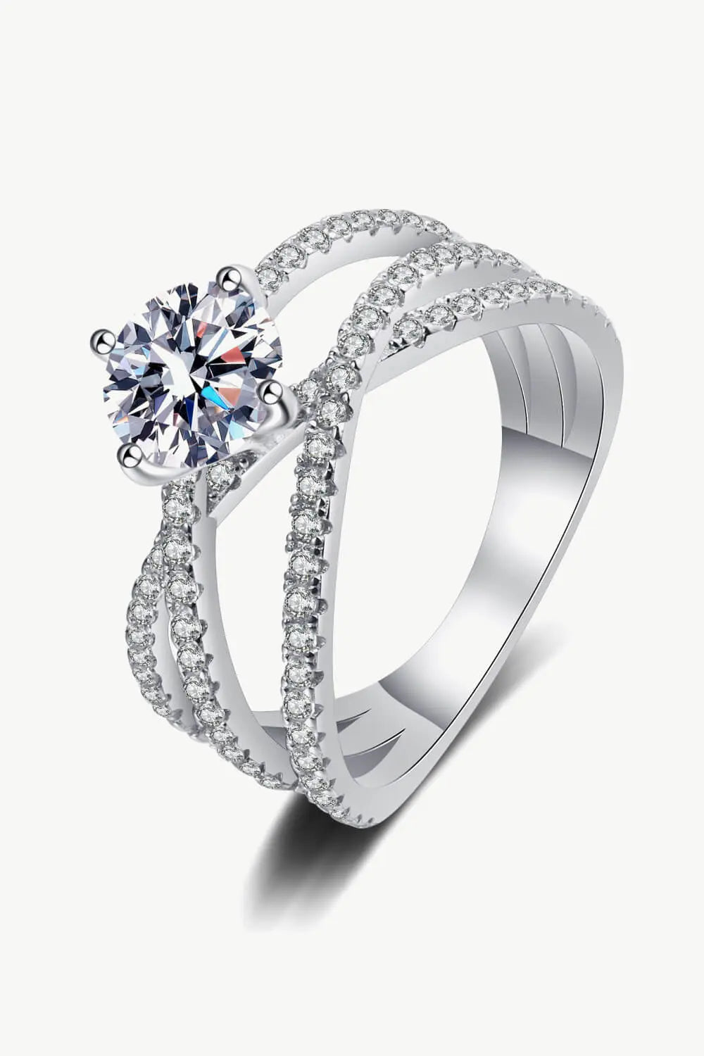 Lovcia 1 Carat Moissanite Crisscross Ring-Rings-Silver-4-Silver
