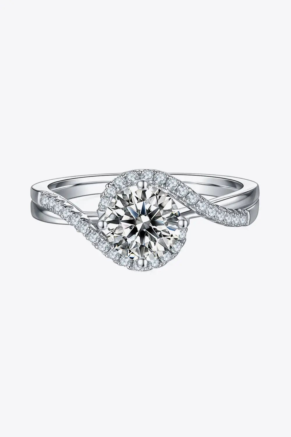 Lovcia 1 Carat Moissanite Crisscross Ring-Rings-Silver-4.5-Silver