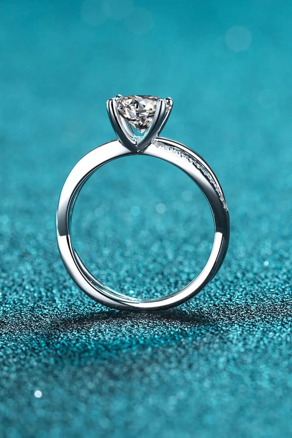 Lovcia 1 Carat Moissanite Crisscross Split Shank Ring-Rings-Silver-4-Silver