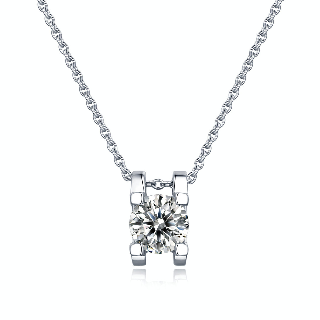Lovcia 1 Carat Moissanite CZ Four Claw Necklace 925 Silver-Necklaces-3 ct ( Certificate Included )-