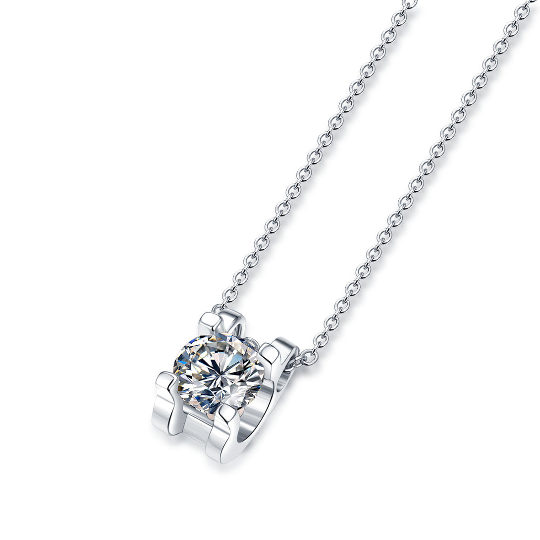 Lovcia 1 Carat Moissanite CZ Four Claw Necklace 925 Silver-Necklaces-3 ct ( Certificate Included )-
