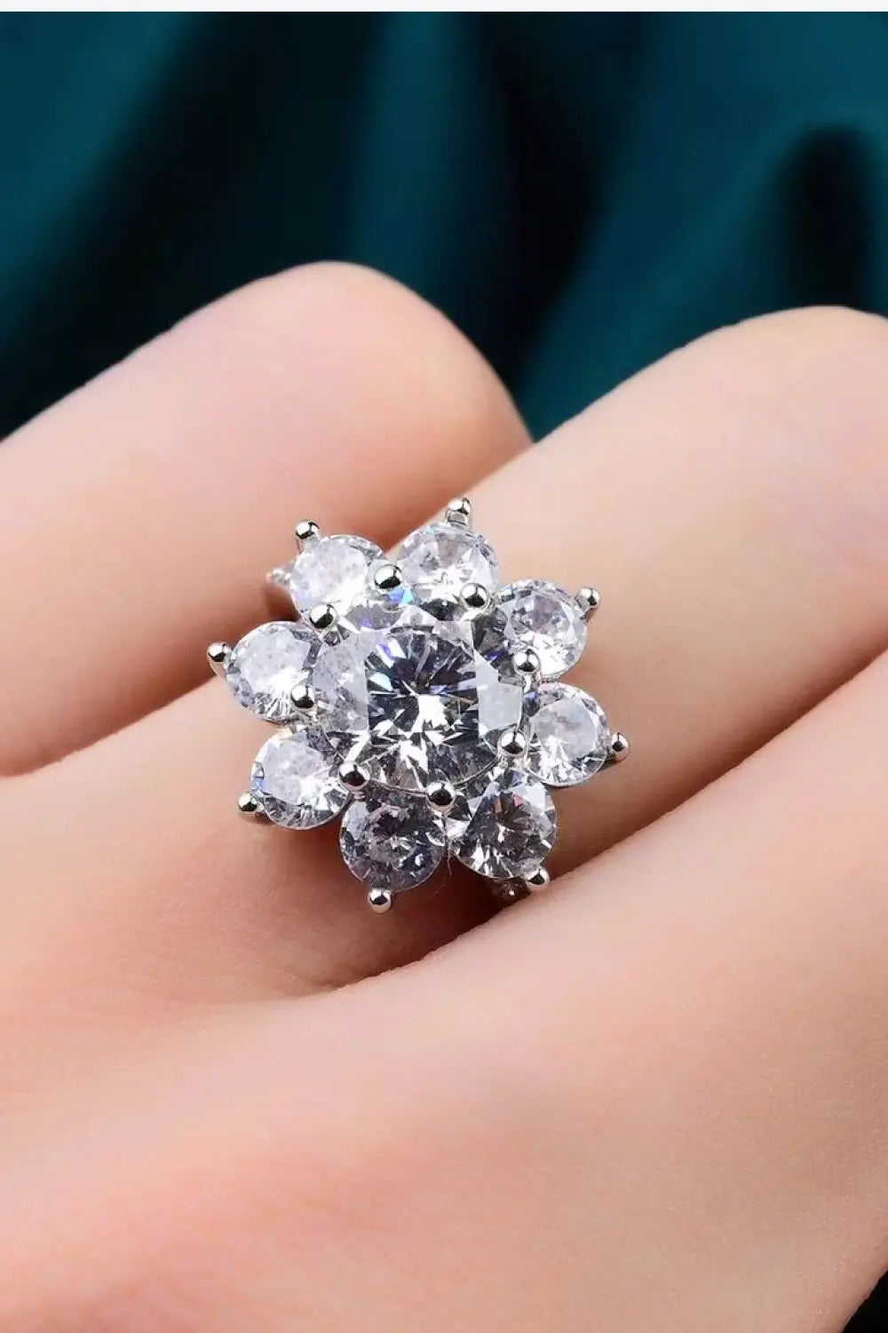 Lovcia 1 Carat Moissanite Flower Ring-Rings-Silver-5-Silver