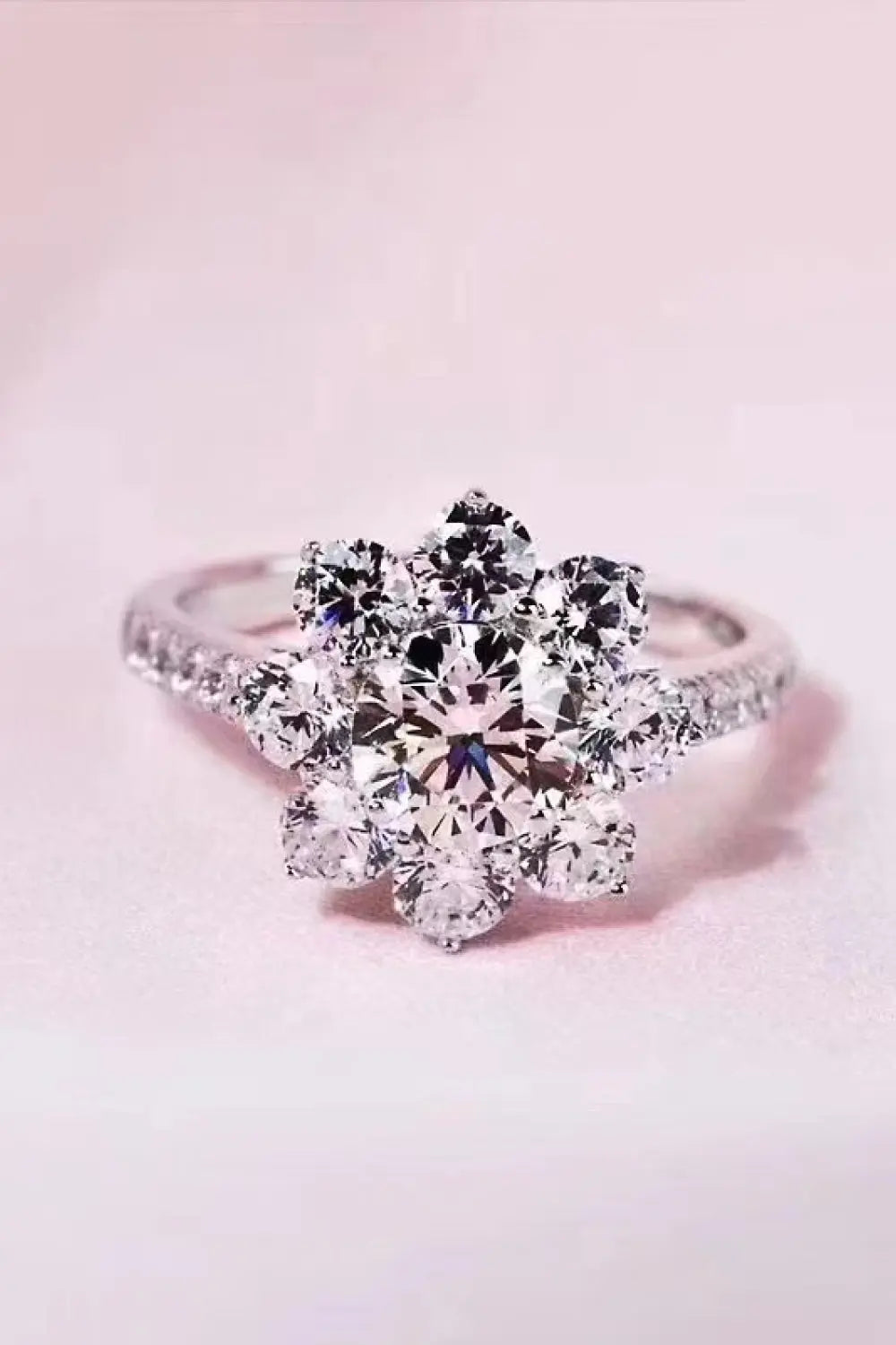 Lovcia 1 Carat Moissanite Flower Ring-Rings-Silver-5-Silver