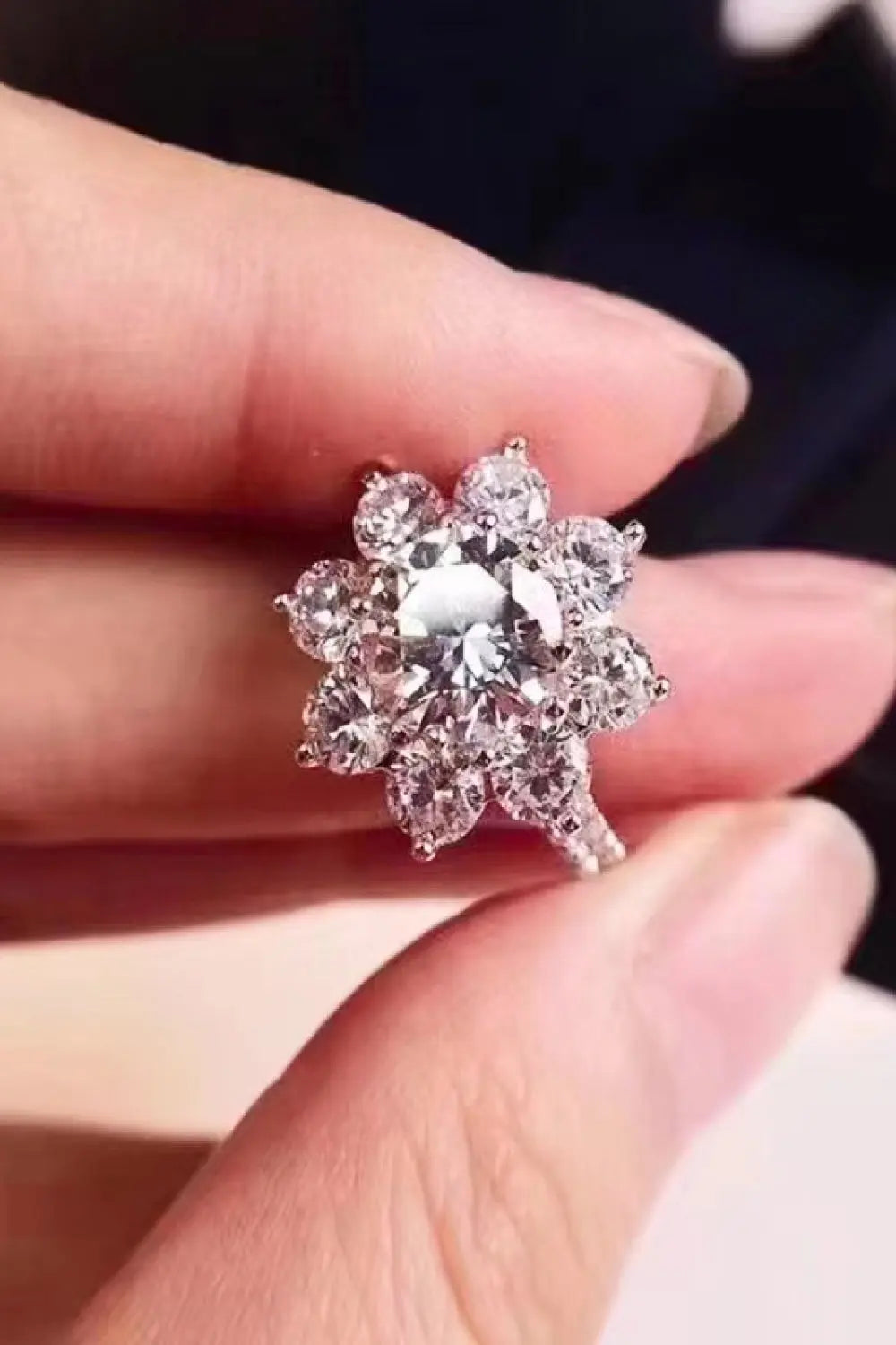 Lovcia 1 Carat Moissanite Flower Ring-Rings-Silver-5-Silver
