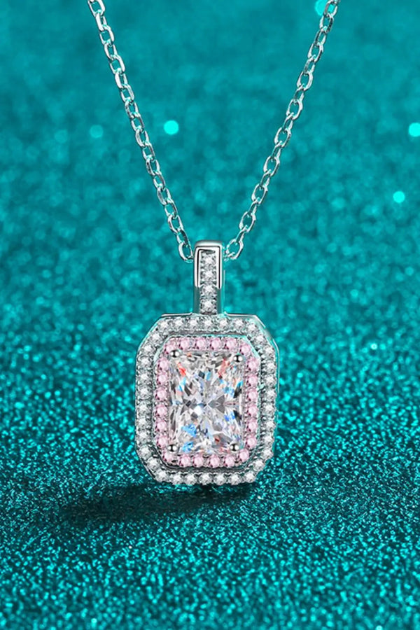 Lovcia 1 Carat Moissanite Geometric Pendant Chain Necklace-Necklaces-Silver-One Size-Silver