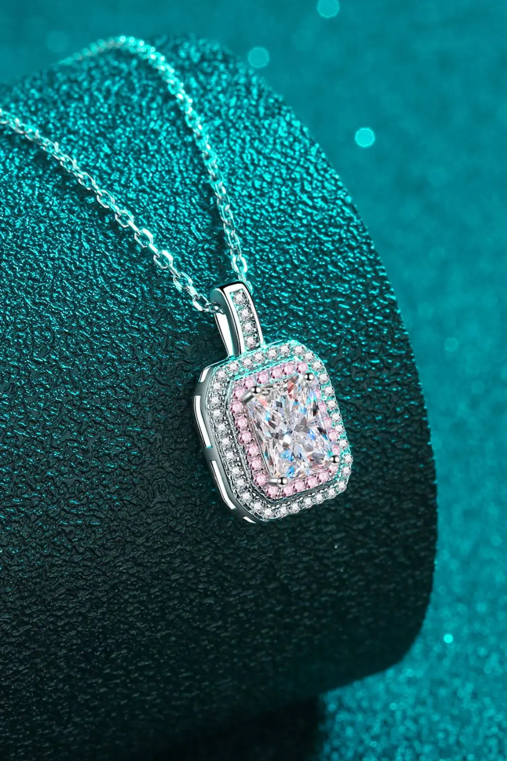 Lovcia 1 Carat Moissanite Geometric Pendant Chain Necklace-Necklaces-Silver-One Size-Silver