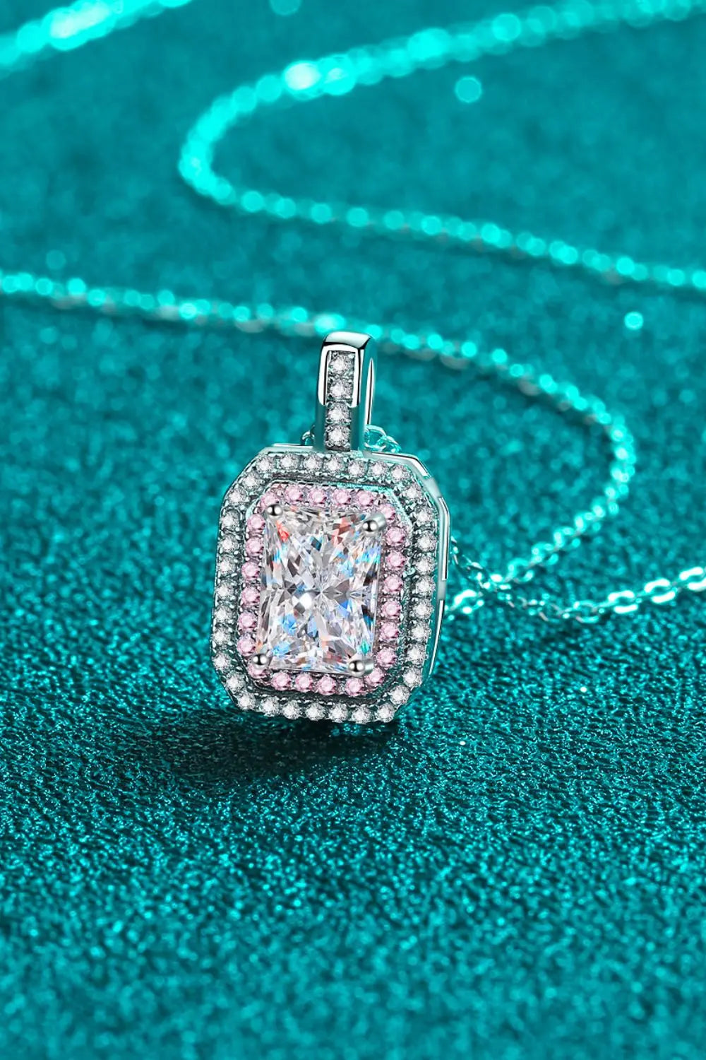 Lovcia 1 Carat Moissanite Geometric Pendant Chain Necklace-Necklaces-Silver-One Size-Silver