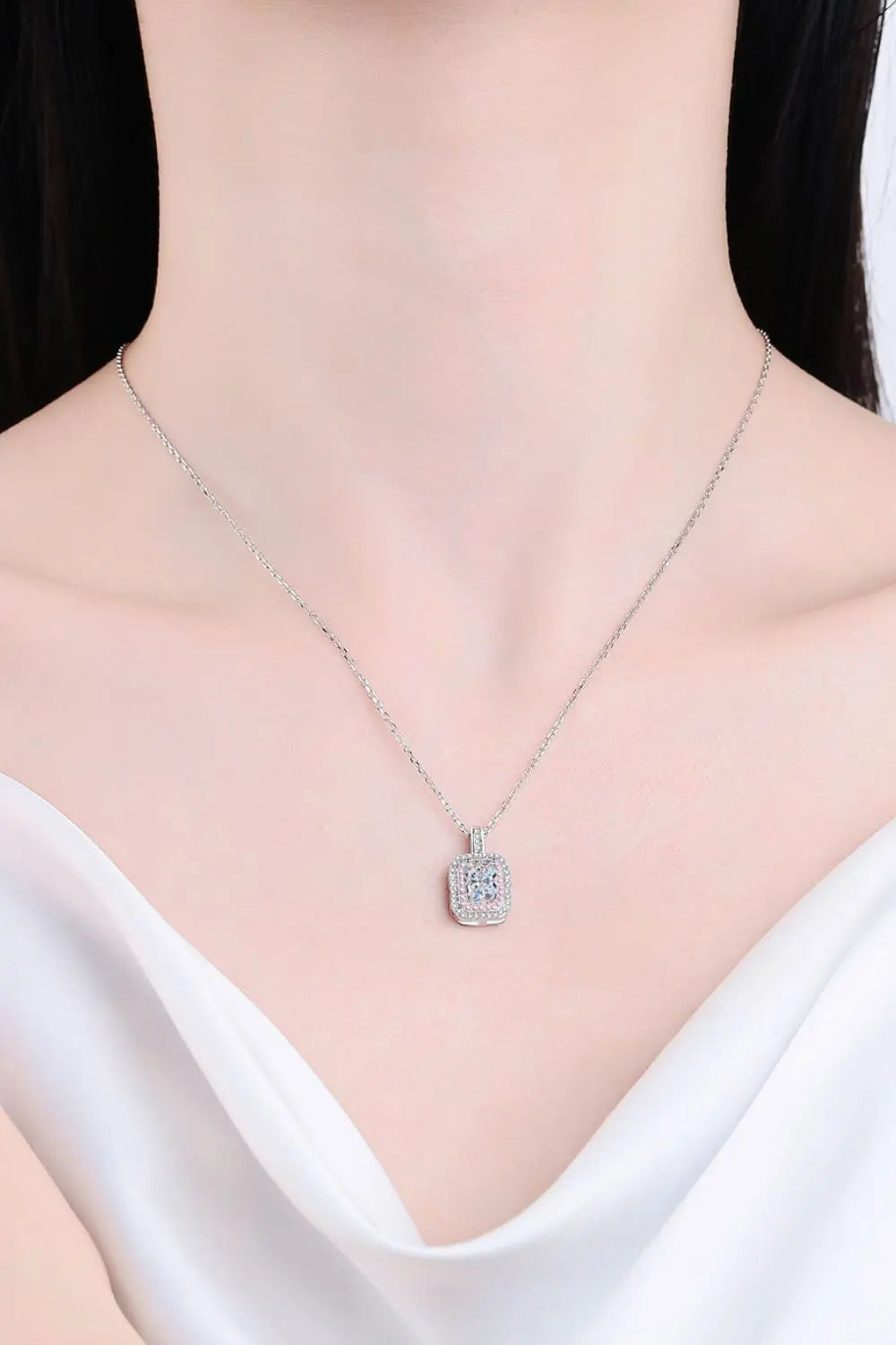 Lovcia 1 Carat Moissanite Geometric Pendant Chain Necklace-Necklaces-Silver-One Size-Silver