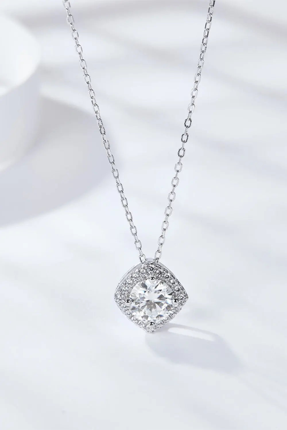 Lovcia 1 Carat Moissanite Geometric Pendant Necklace-Necklaces-Silver-One Size-Silver