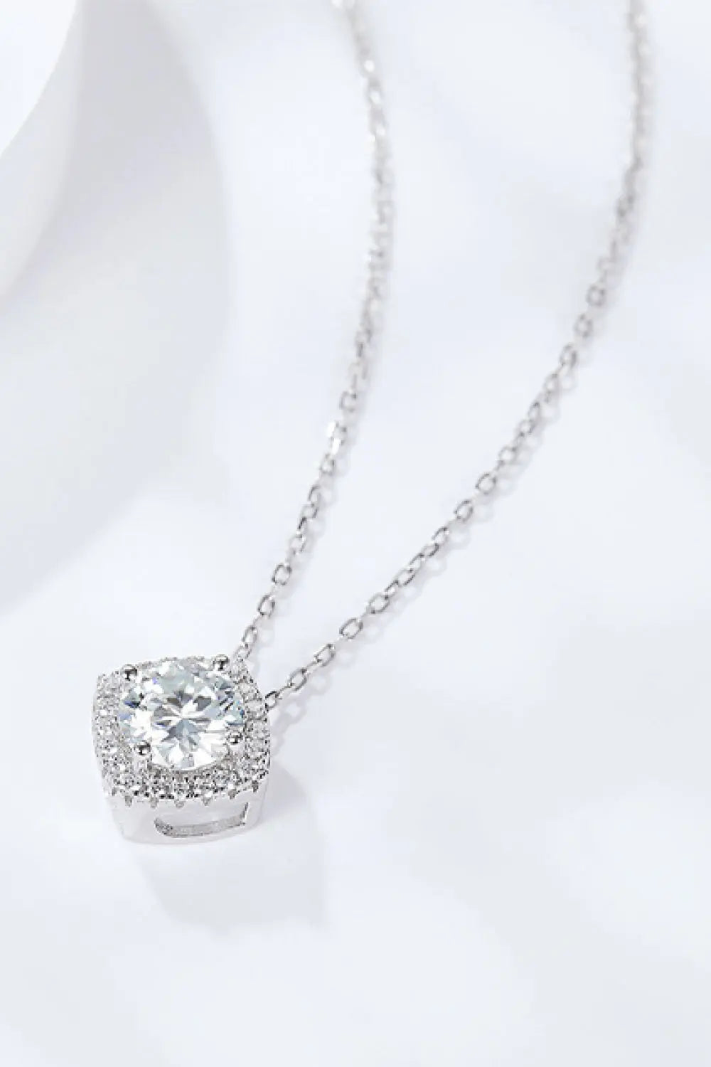 Lovcia 1 Carat Moissanite Geometric Pendant Necklace-Necklaces-Silver-One Size-Silver