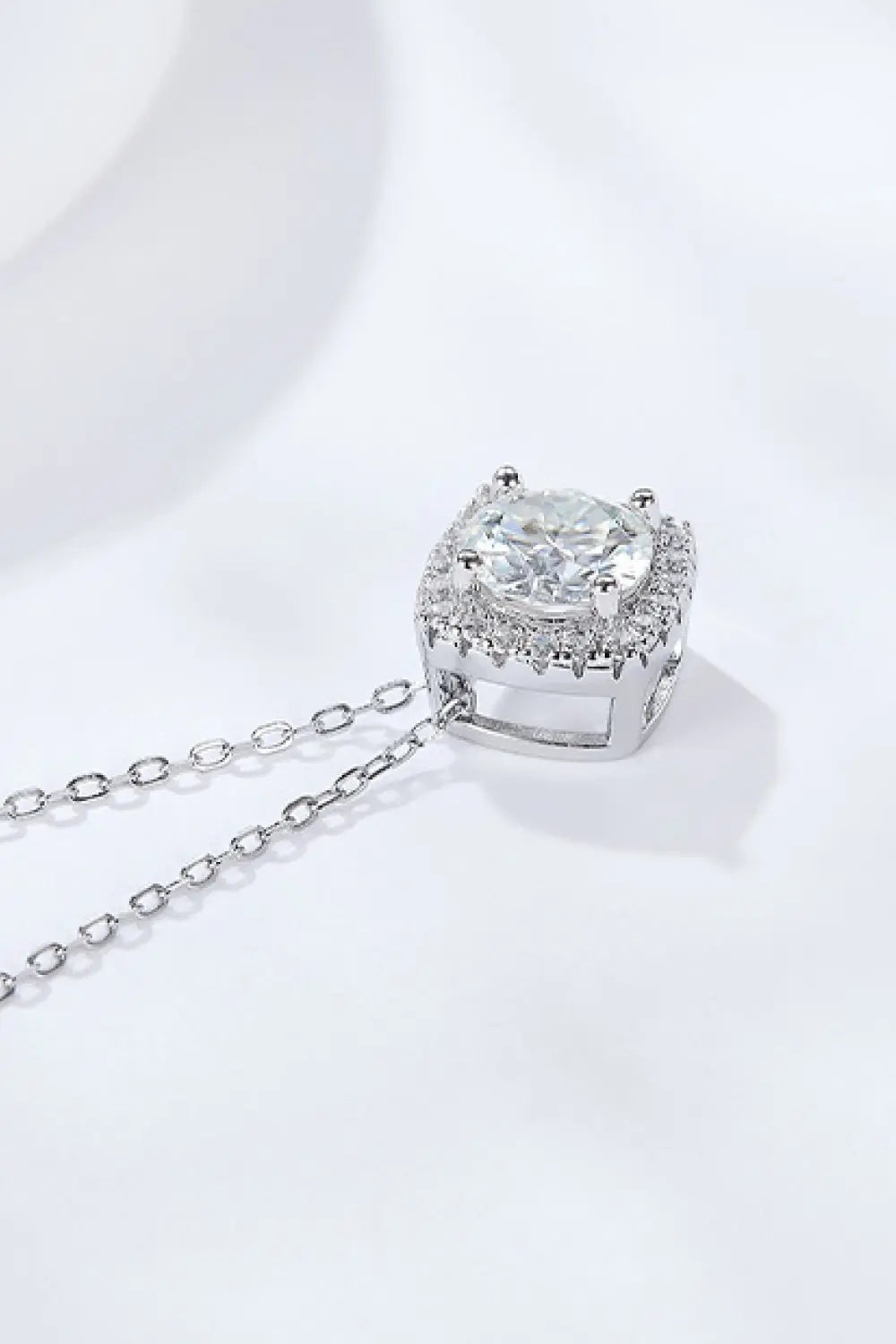 Lovcia 1 Carat Moissanite Geometric Pendant Necklace-Necklaces-Silver-One Size-Silver