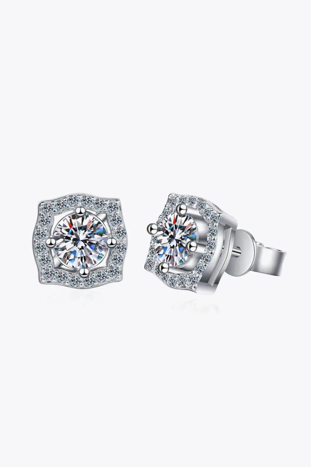 Lovcia 1 Carat Moissanite Geometric Stud Earrings-Earrings-Silver-One Size-Silver