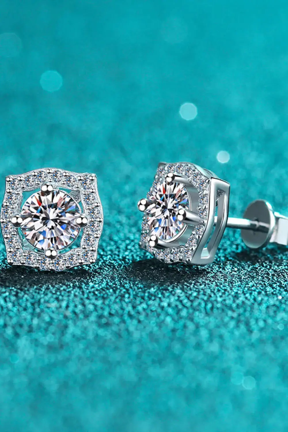 Lovcia 1 Carat Moissanite Geometric Stud Earrings-Earrings-Silver-One Size-Silver