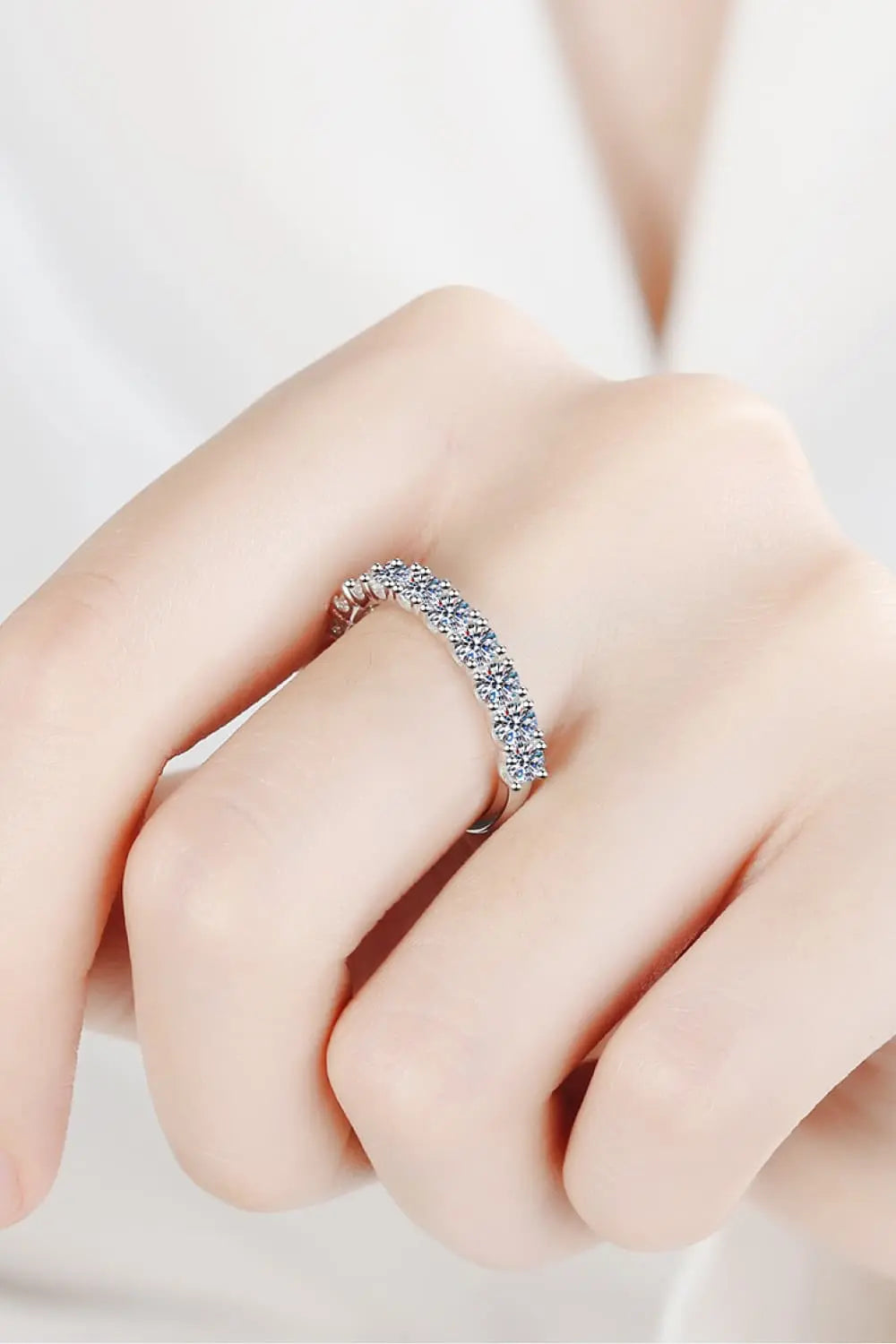 Lovcia 1 Carat Moissanite Half-Eternity Ring-Rings-Silver-4-Silver