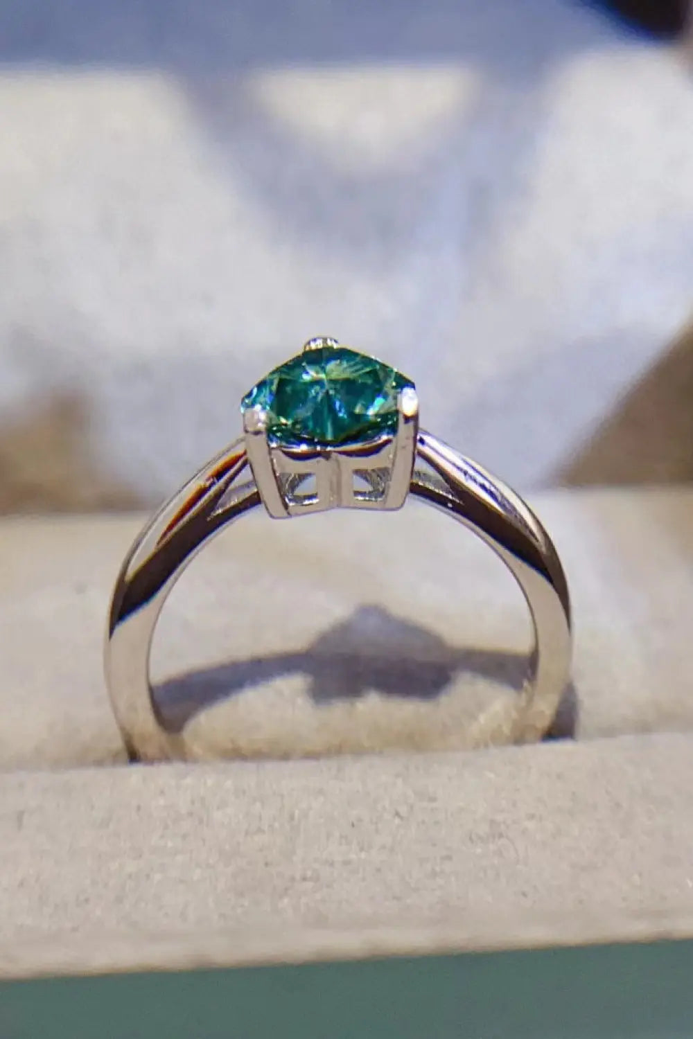Lovcia 1 Carat Moissanite Heart 925 Sterling Silver Ring-Rings-Mid Green-4.5-Mid Green