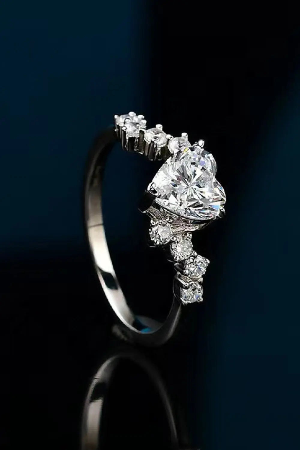Lovcia 1 Carat Moissanite Heart 925 Sterling Silver Ring-Rings-Silver-4.5-Silver