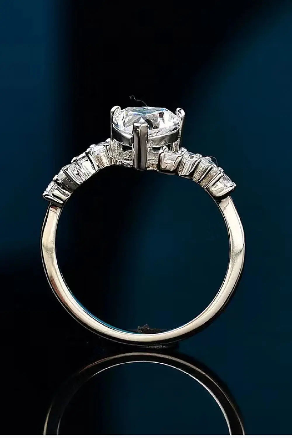 Lovcia 1 Carat Moissanite Heart 925 Sterling Silver Ring-Rings-Silver-4.5-Silver