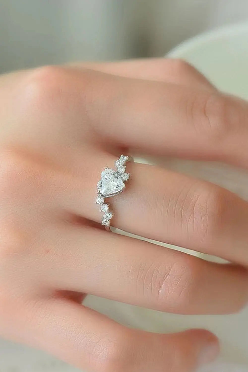 Lovcia 1 Carat Moissanite Heart 925 Sterling Silver Ring-Rings-Silver-4.5-Silver