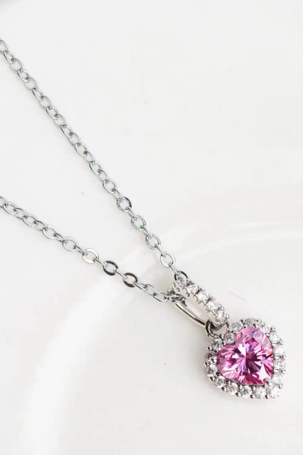 Lovcia 1 Carat Moissanite Heart Pendant Necklace-Necklaces-Heart-One Size-Heart