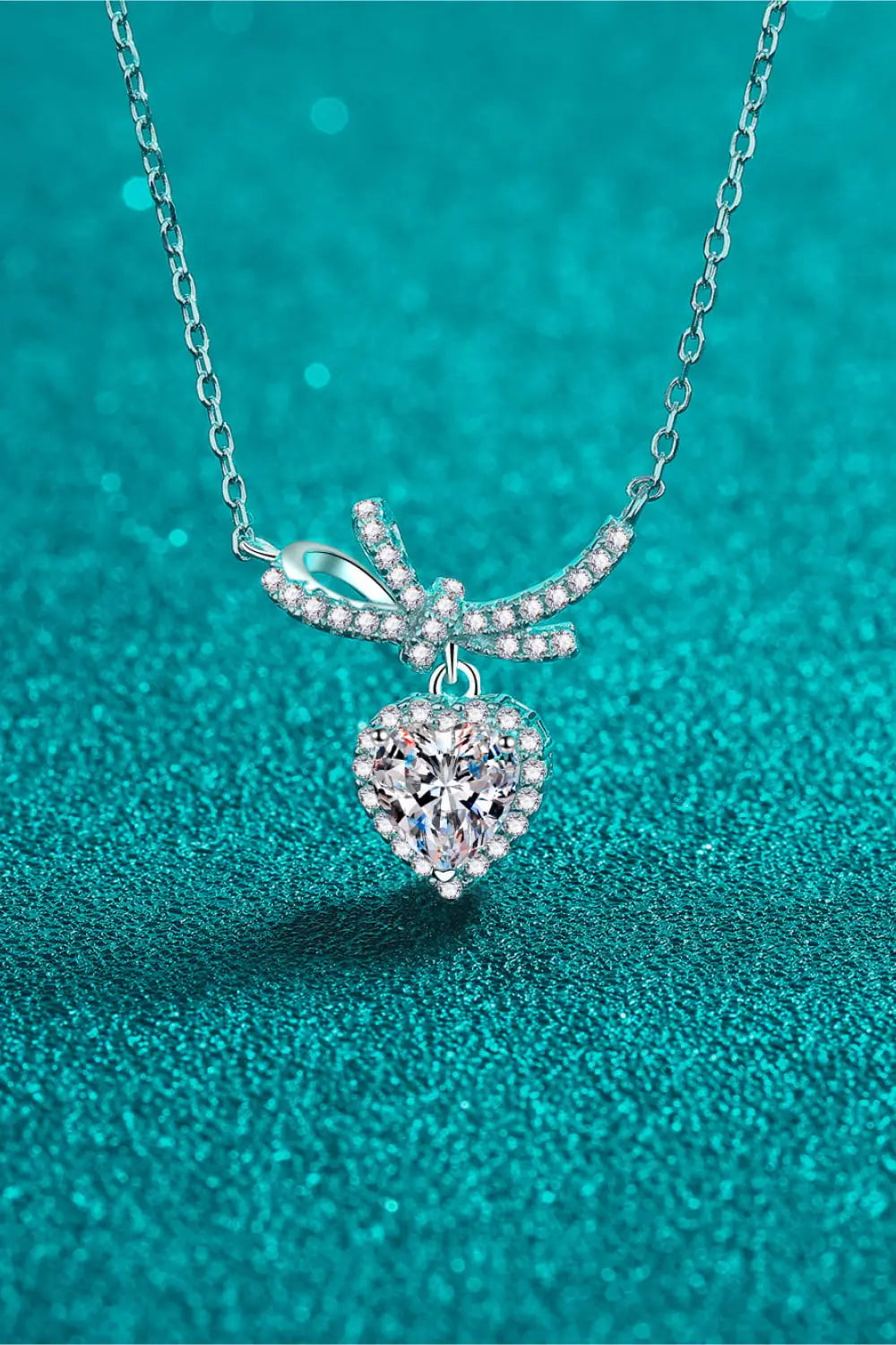 Lovcia 1 Carat Moissanite Heart Pendant Necklace-Necklaces-Silver-One Size-Silver