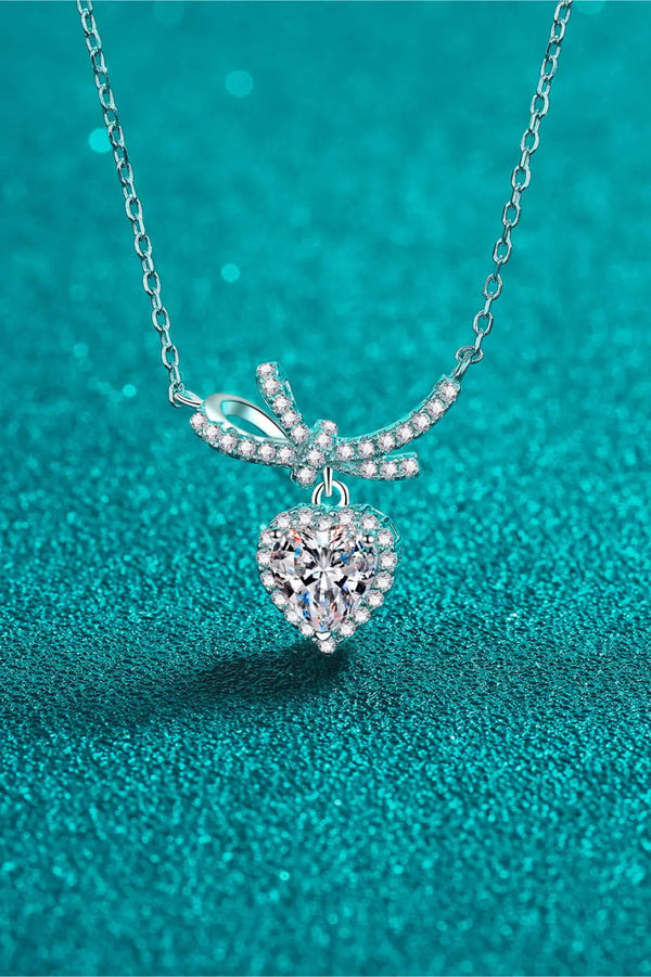 Lovcia 1 Carat Moissanite Heart Pendant Necklace-Necklaces-Silver-One Size-Silver